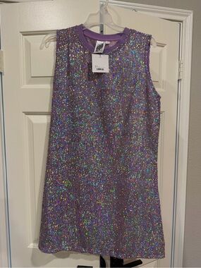 QUEEN OF SPARKLES Purple Sequin Sheer Mini